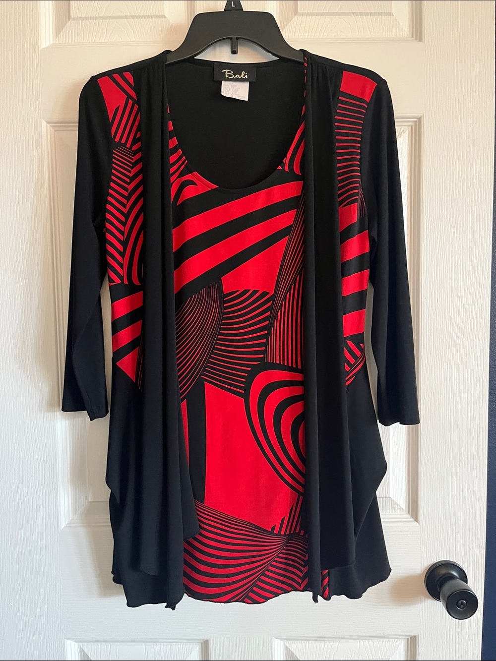 Bali Red and Black Abstract Layered Tunic